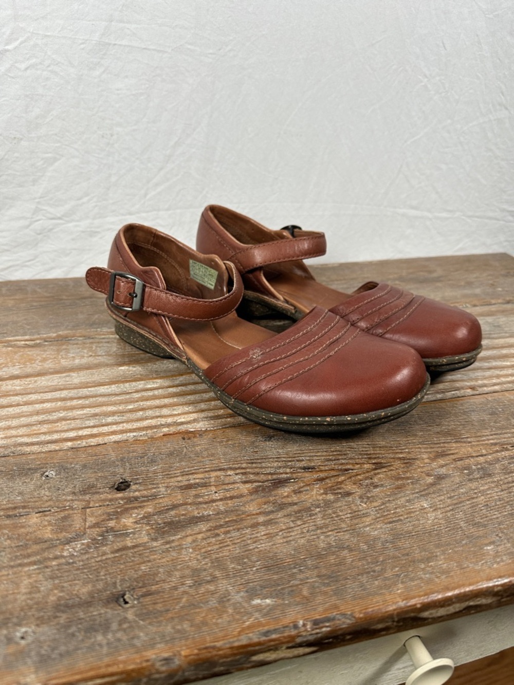 Simple Brown Leather Mary Jane with Ankle Strap